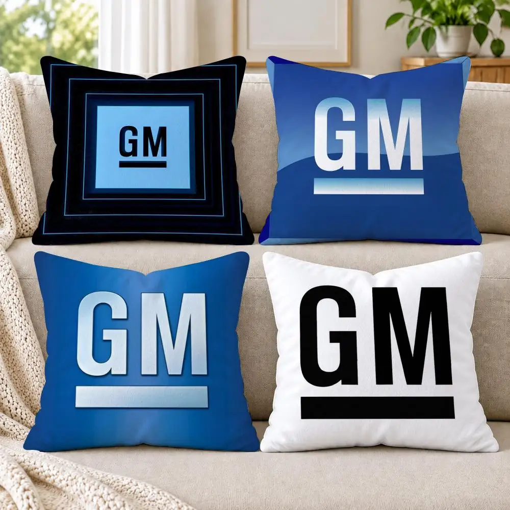 Logo G-General M-Motors Fashion Cushion Cover Short Plush Double-Sided Printing Sofa Bedroom Pillow Case Aesthetic Home Decor