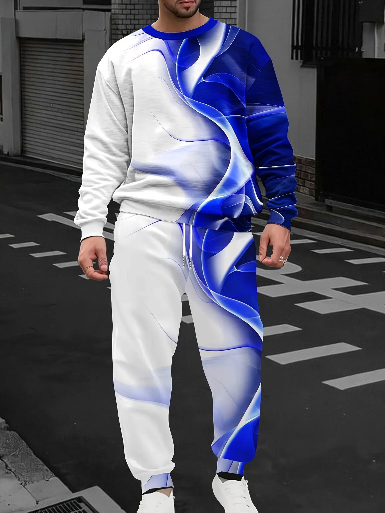 2026 Frühling Herbst Herren Rundhals 3D-Buchstaben-Print Zweiteiliger Hoodie-Trainingsanzug Weich Bequem Locker Streetwear Alltag Lässig Co-Ord M – Detail 15