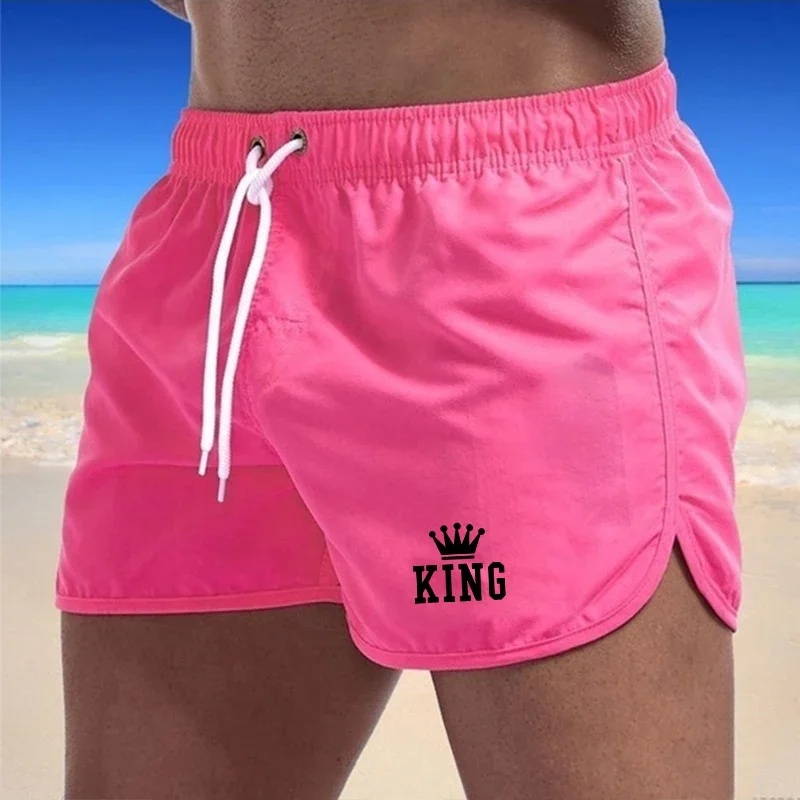 

King Printing Mens Beach Shorts Daily Casual Man Swimwear Summer Hot Sales Sweatpants Surf Quick Drying Swimming Sports Shorts