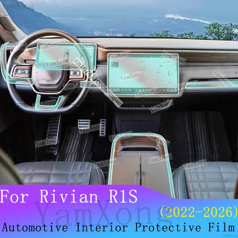 For Rivian R1S interior Kit Protection Film Navigation Dashboard screen Sticker Center Gear Panel scratch Transparent Cover Film