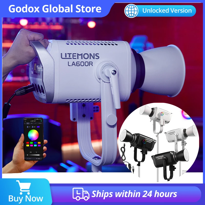 

Godox LA600R LA600BI 600w RGB Full-color LED COB Video Light supports multiple modes such as HSI/RGBW/GEL/FX