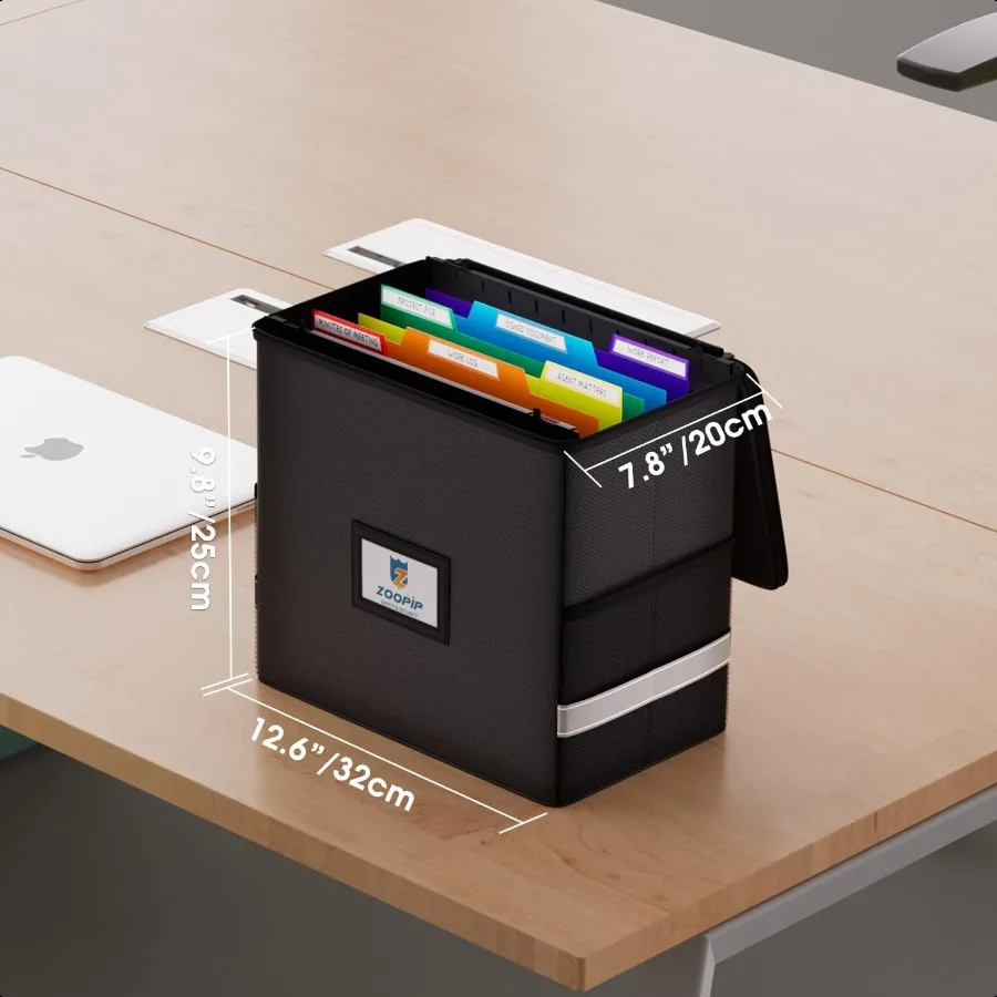 Scatola portadocumenti ignifuga con cartelle portadocumenti sospese 7x1.2 tasche per fisarmonica Organizzatore di file sospeso per gancio retrattile in formato lettera 1