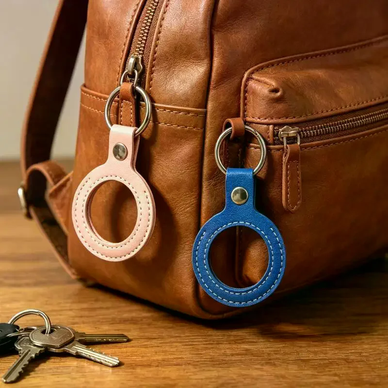 /HTF/Leather Coin Holder Keychain 34-38mm Anti-lost Coin Storage Bag With Transparent Display Window Badge Pendant PU