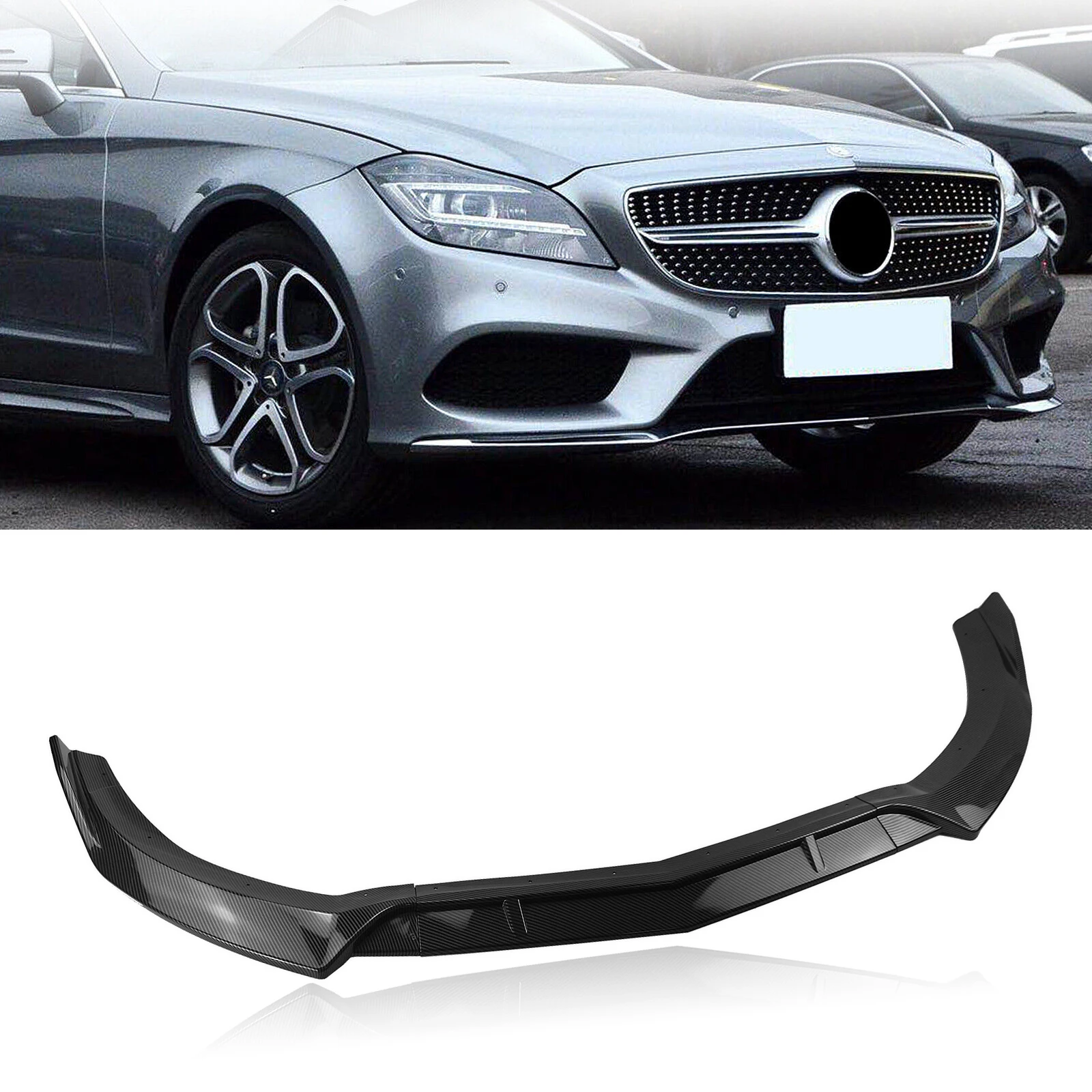 

Gloss Black/Carbon Fiber Look Front Bumper Spoiler Lip For Mercedes-Benz CLS Class W218 2015 2016 2017 2018 CLS400 CLS500 CLS550