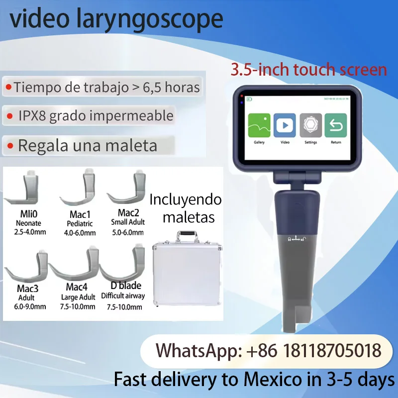 

Видеоларингоскоп, лезвие из нержавеющей стали, направляющий провод и аксессуары для экрана