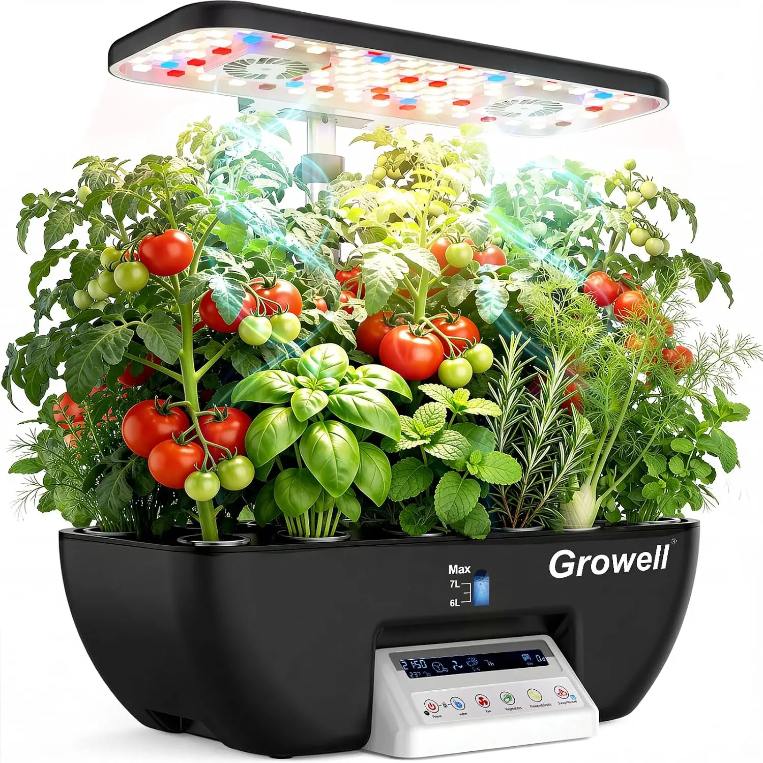 17 Pods Hydroponics Growing System Kit Indoor Garden 2 Fans Airflow Anti Mold LED Grow Light Smart Water Cycle Auto Timer 10L La