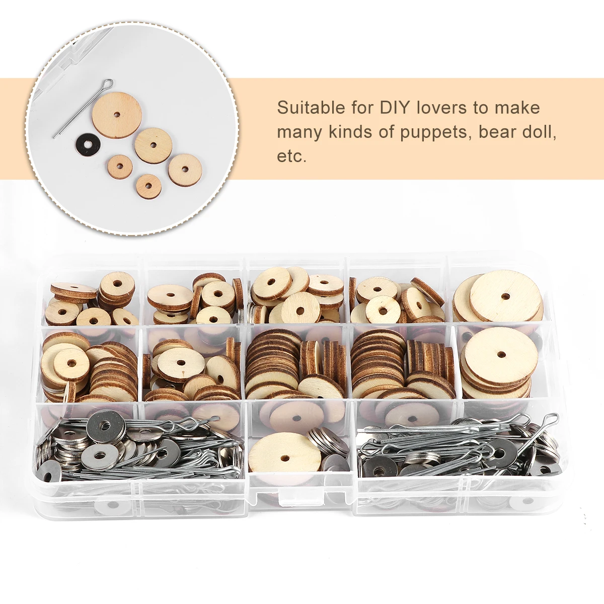 

1 Box 90 Sets Wooden Joints Connectors Diy Bear Accessories Lightweight Rotatable Craft Bolt Sturdy Handmade Puppet