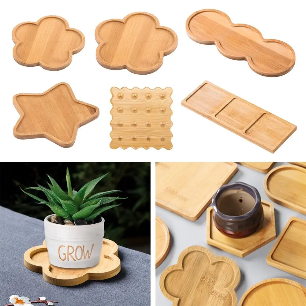 Multi Bamboo Flower Pot Tray Succulents Bonsai Holder Simple Bathroom Soap Dispenser Countertop Bottles Organizer Storage Tray