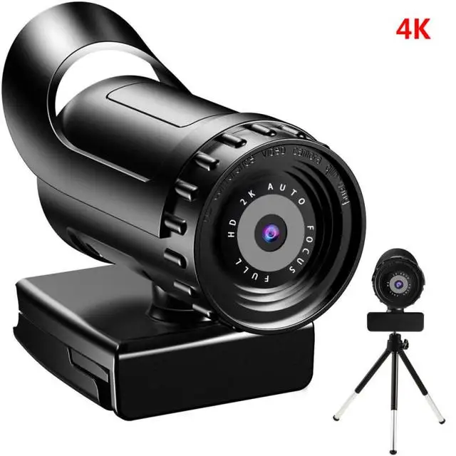 4K Autofocus 1080P Webcam Computer Camera 2K Full HD Network USB Live Webcam Rotatable with Tripod for Live Video Conference