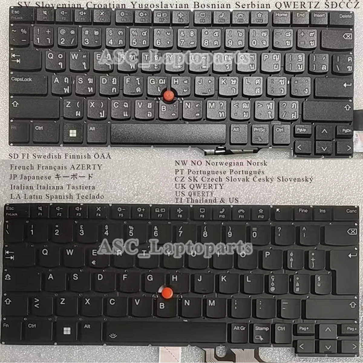 Czech French Italian JP Latin Norwegian Portuguese Swedish Thai UK US YU Keyboard for Lenovo ThinkPad T14s Gen 4 / Gen4 BACKLIT