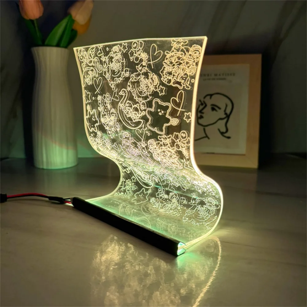 LED Scroll Lamp Cute Dogs Acrylic Night Light シナモロールTable Atmosphere Light 3D Mood Light 3/7 Colors Art Decor Lamps Gifts Idea