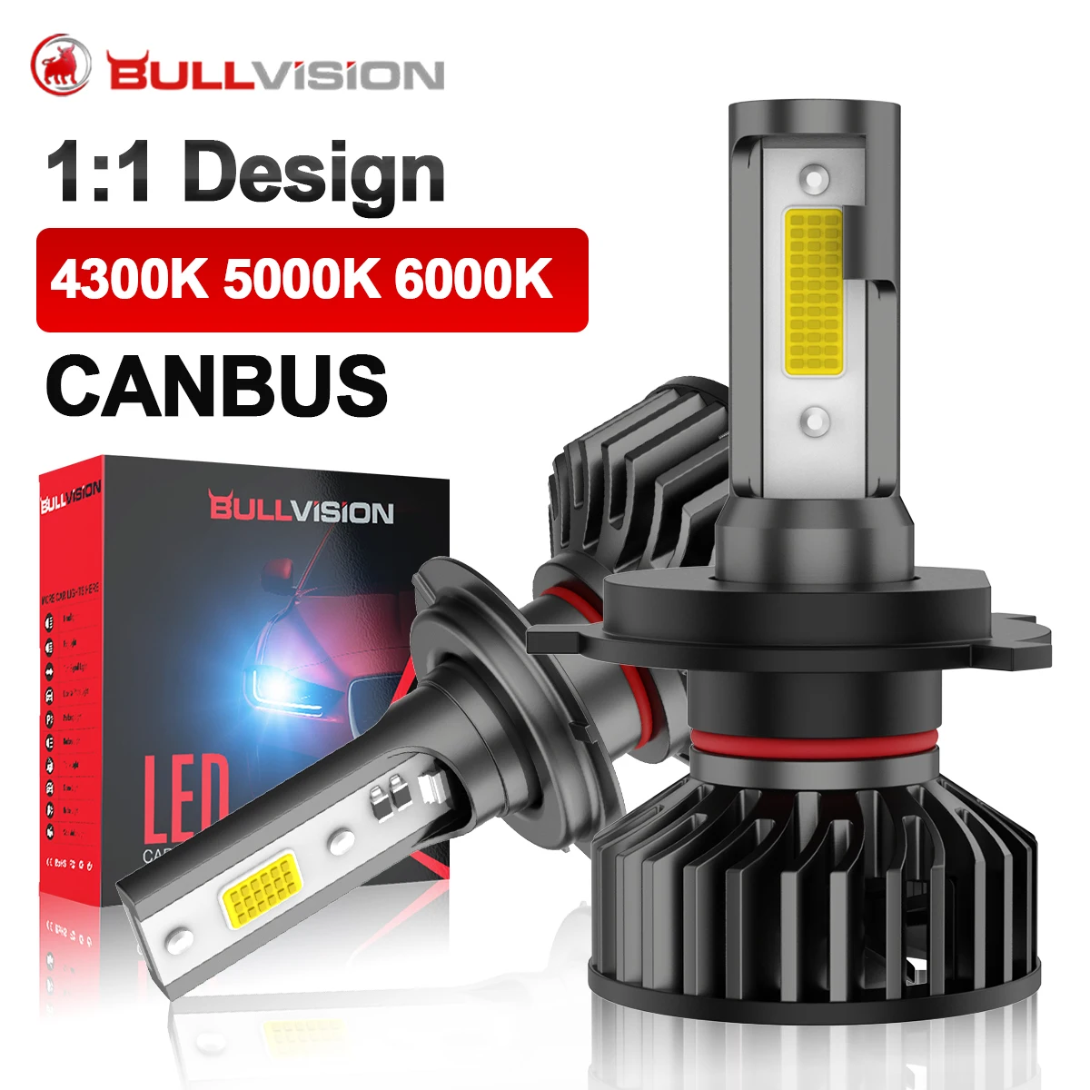 Bullvision 2Pcs Mini LED H4 H7 Car Headlight H1 LED Bulb H8 H11 9005 HB3 9006 HB4 9004 H9 Led Lights Turbo Lampada Fog Lamp 12V