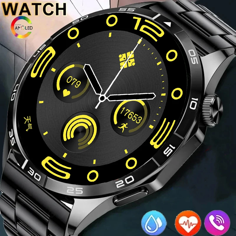 2024New GT4 Men Smart Watch Bluetooth Call AMOLED Heart Rate Waterproof 100+Sports Health Tracking Women's electronic watches