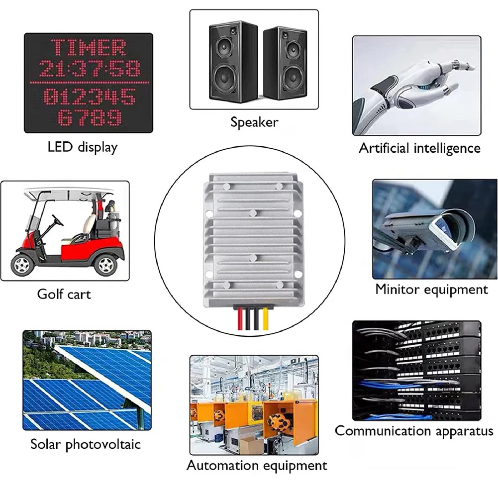 IP68 Rated 25A 13.8V DC DC Converter with 8-40V Input Range Aluminum Housing and Silicone Potting for Durability