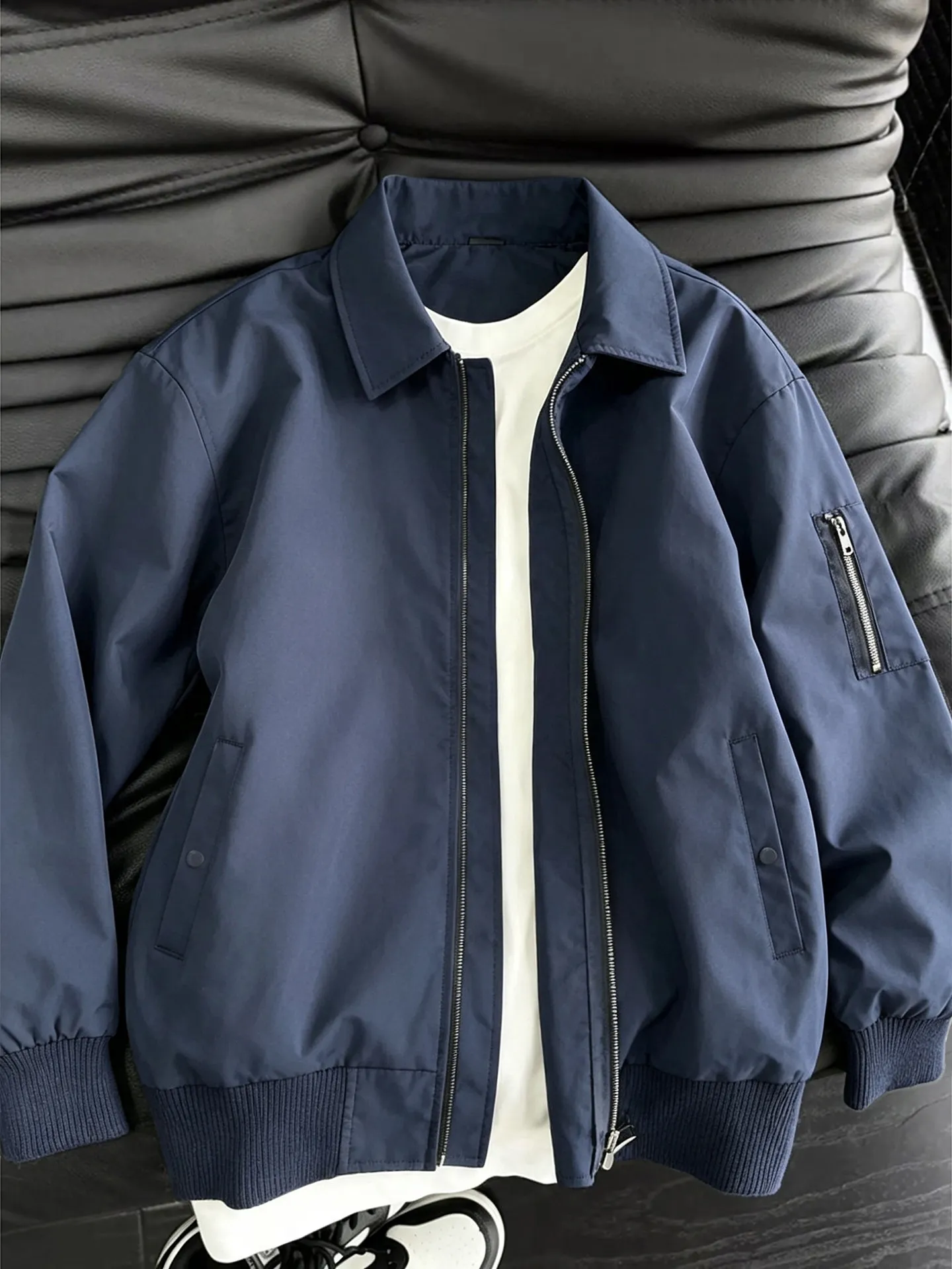 American Style Short Flight Jacket Men's Workwear Baseball Collar Cleanfit Shoulder Outerwear Casual Loose Fit Autumn Jacket