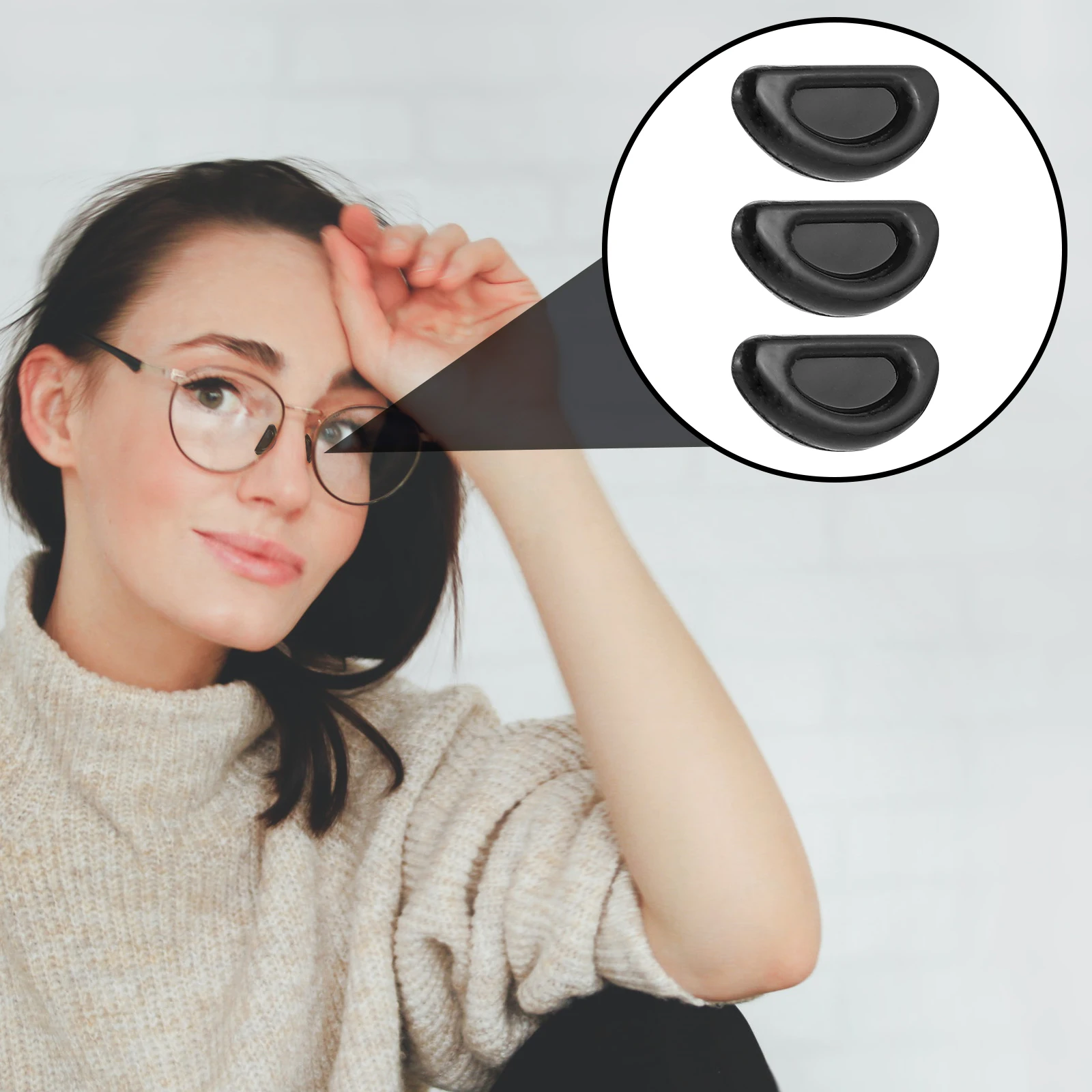 

15 Pairs Anti-slip Eyeglass Nose Pads Comfort Black Cushions Hollow Design Replaceable Silicone Support Fits Nose Bridge Glasses