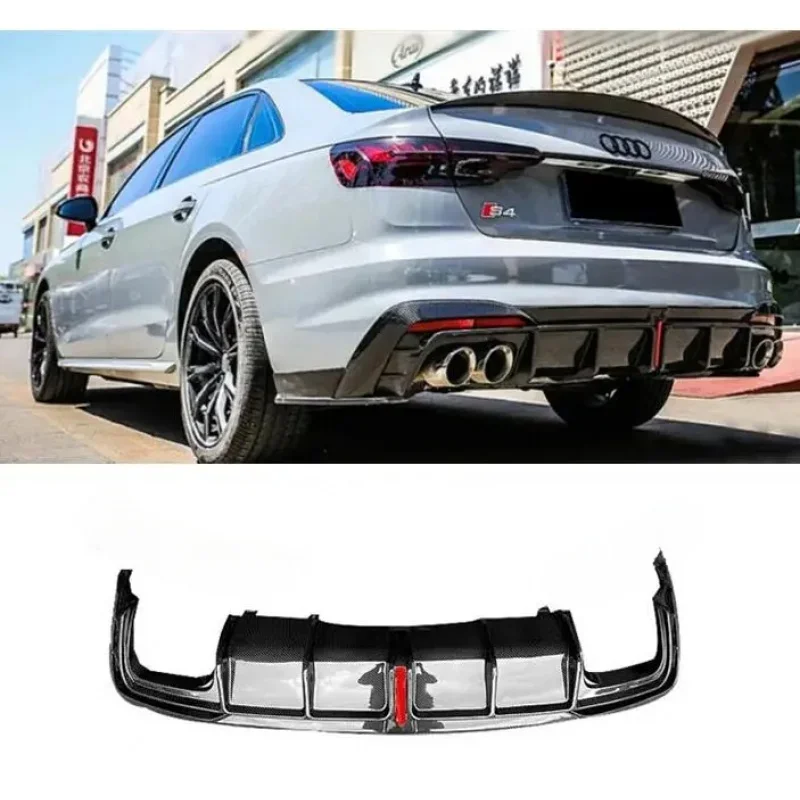 New！ For Audi A4 S4 Sline 2020-2024 Luggage door lip spoiler vertical light dynamic rear lip bumper diffuser (with LED lights)