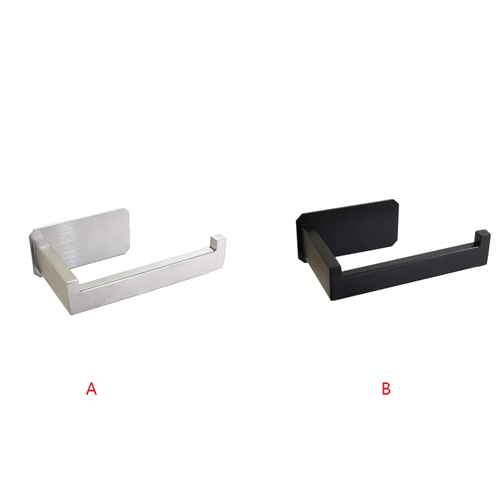 1PC Stainless Steel Toilet Roll Holder Self Adhesive in Bathroom Tissue Paper Holder Black Finish Easy Installation No Screw