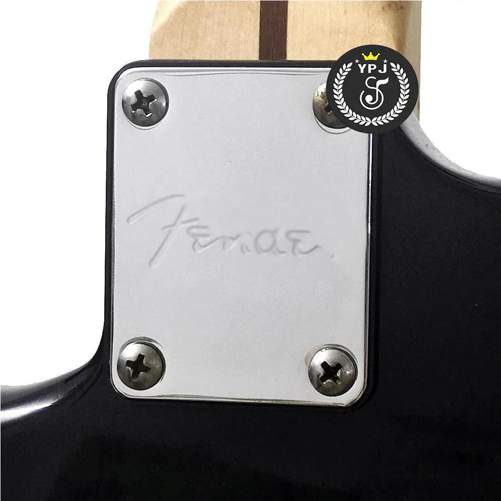 Fit for Fender ST Electric Guitar Neck Plate Set Silver Engraved FD Logo with Mounting Screws Guitar Replacement Parts