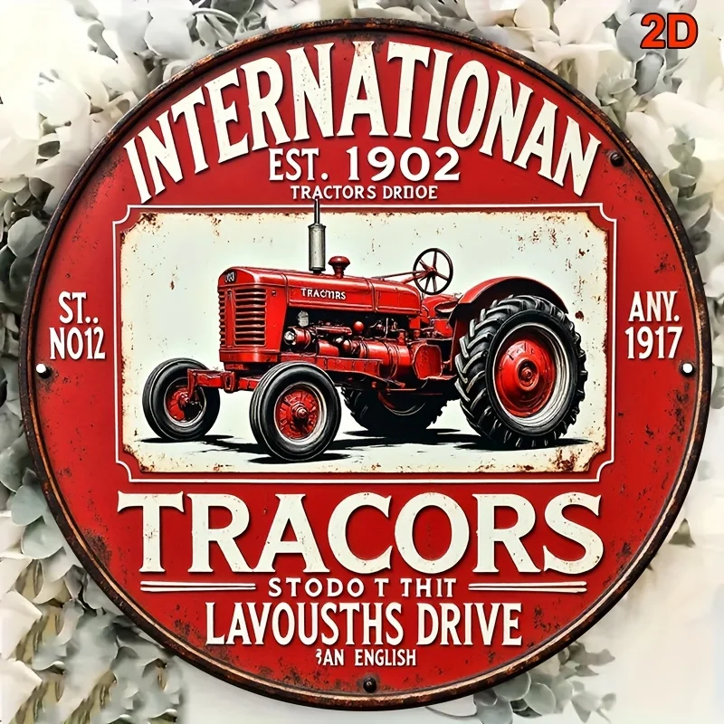 Round Metal Tin Sign Wall Decor  Retro Farm Machinery Iron Plaque Home Garage Bar Cafe Rustic Industrial Decor Art Sign view 3