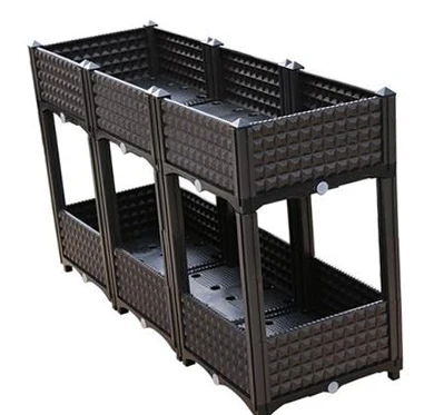 High Quality Brown Rectangular Plastic Planter Home-Use Stackable Outdoor Garden Vegetable Pot