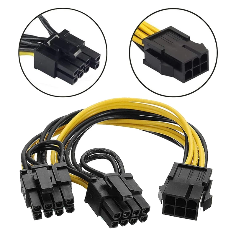 Adaptateur d'alimentation PCI Express pour carte de fouille, câble d'extension GPU VGA, carte vidéo minière, câble d'alimentation, 6 broches pour touristes, Pcie, 8 broches