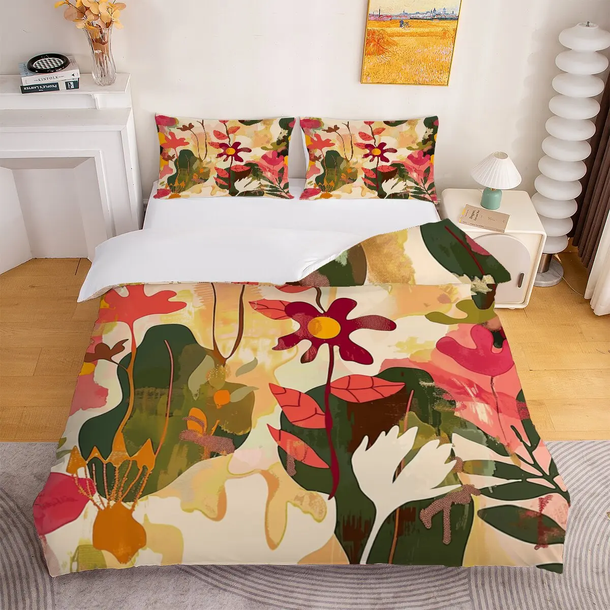 Floral pattern  Down comforter set, extra large size  abstract wallpaper  Room decoration bedding set