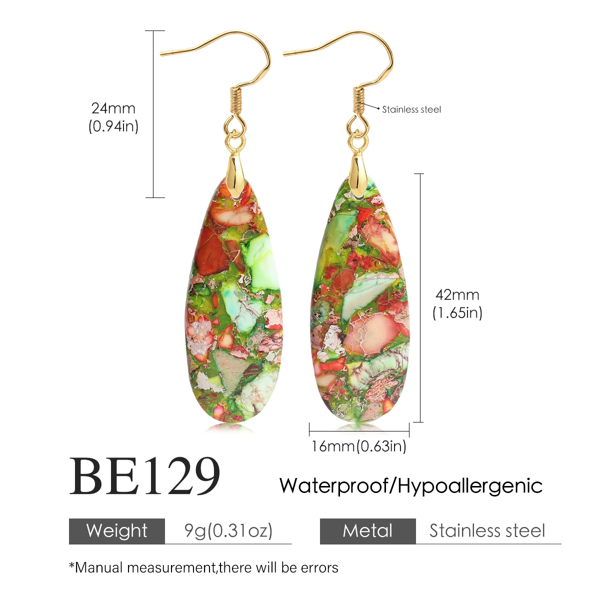 Bohemian Imperial Turquoise Earring Teardrop Shaped Colorful Elegant Vintage Stainless Steel Women Earrings Commemorative Gift