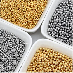 2-8mm Stainless Steel Beads for Jewelry Making Loose Spacer Beads Ball Hole 1-1.5mm for Bracelets Jewelry Components DIY Golden