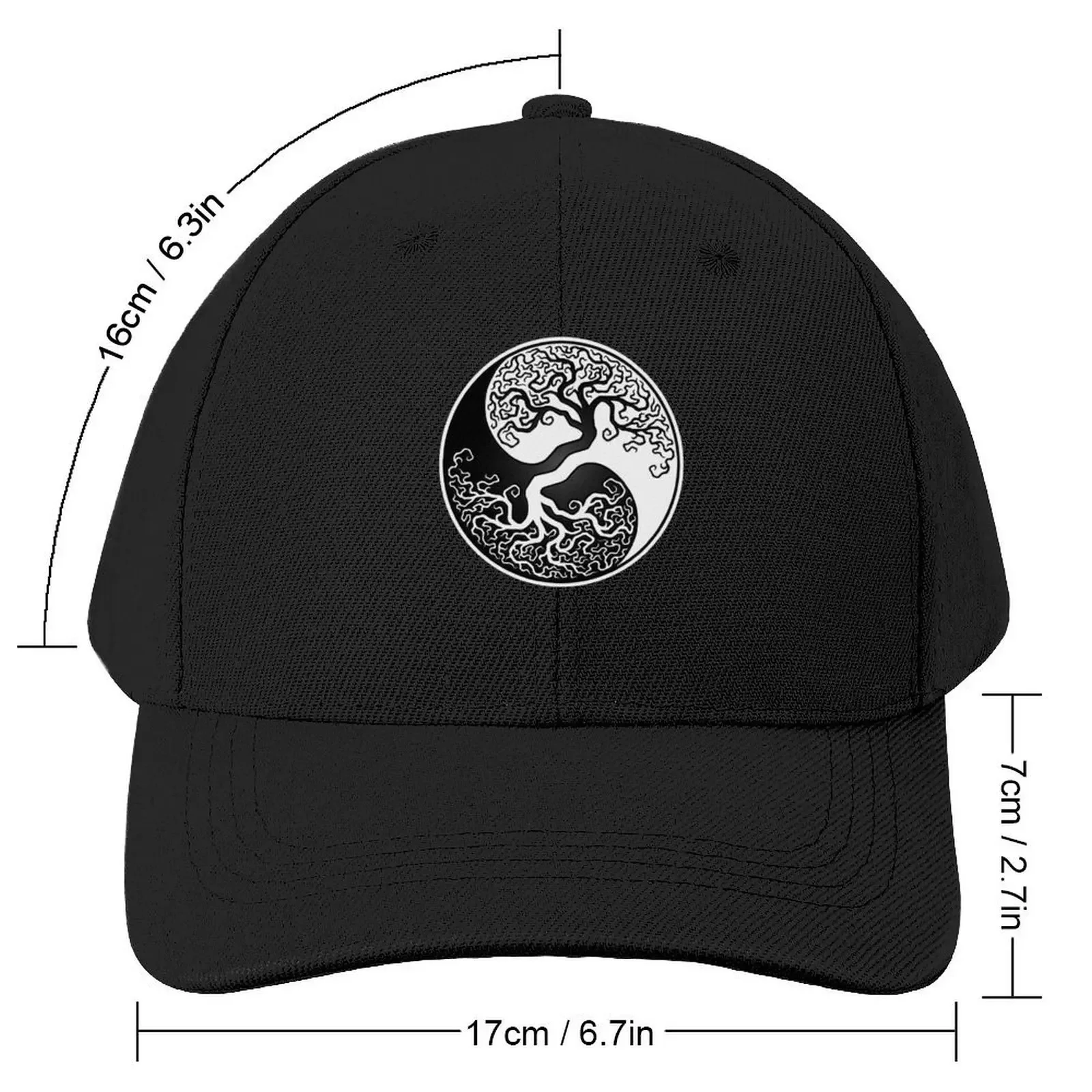 White and Black Tree of Life Yin Yang Baseball Cap Uv Protection Solar Hat Custom Cap Women's Beach Men's