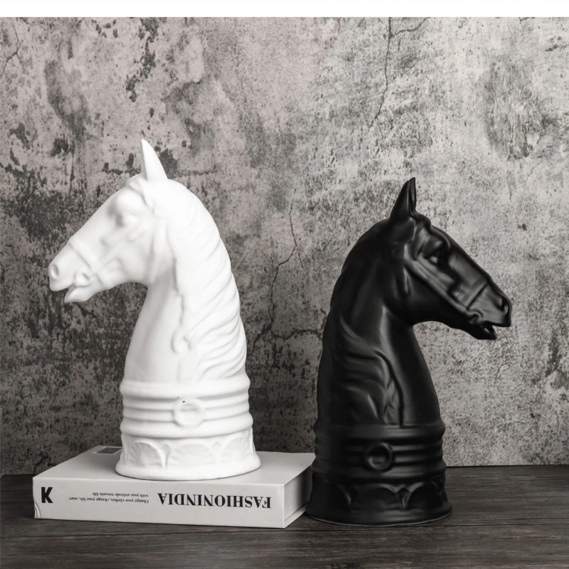 European modern simple black white resin horse bookfile decoration living room porch desktop home accessories