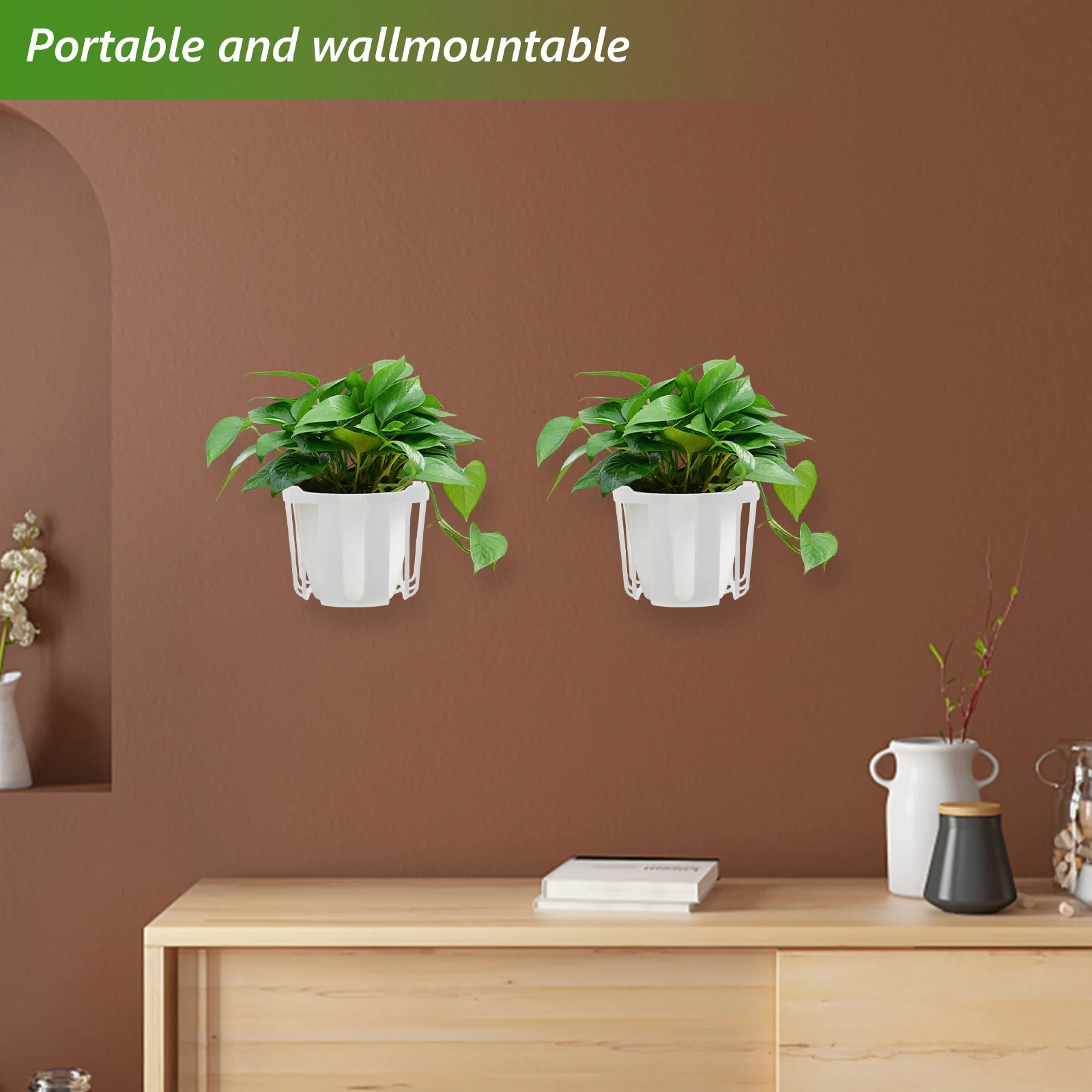 

4pcs Wall Hanging Planter Basket For Garden Balcony Indoor Outdoor Plant Container Plastic Mount Rail Fence Holder Decorative