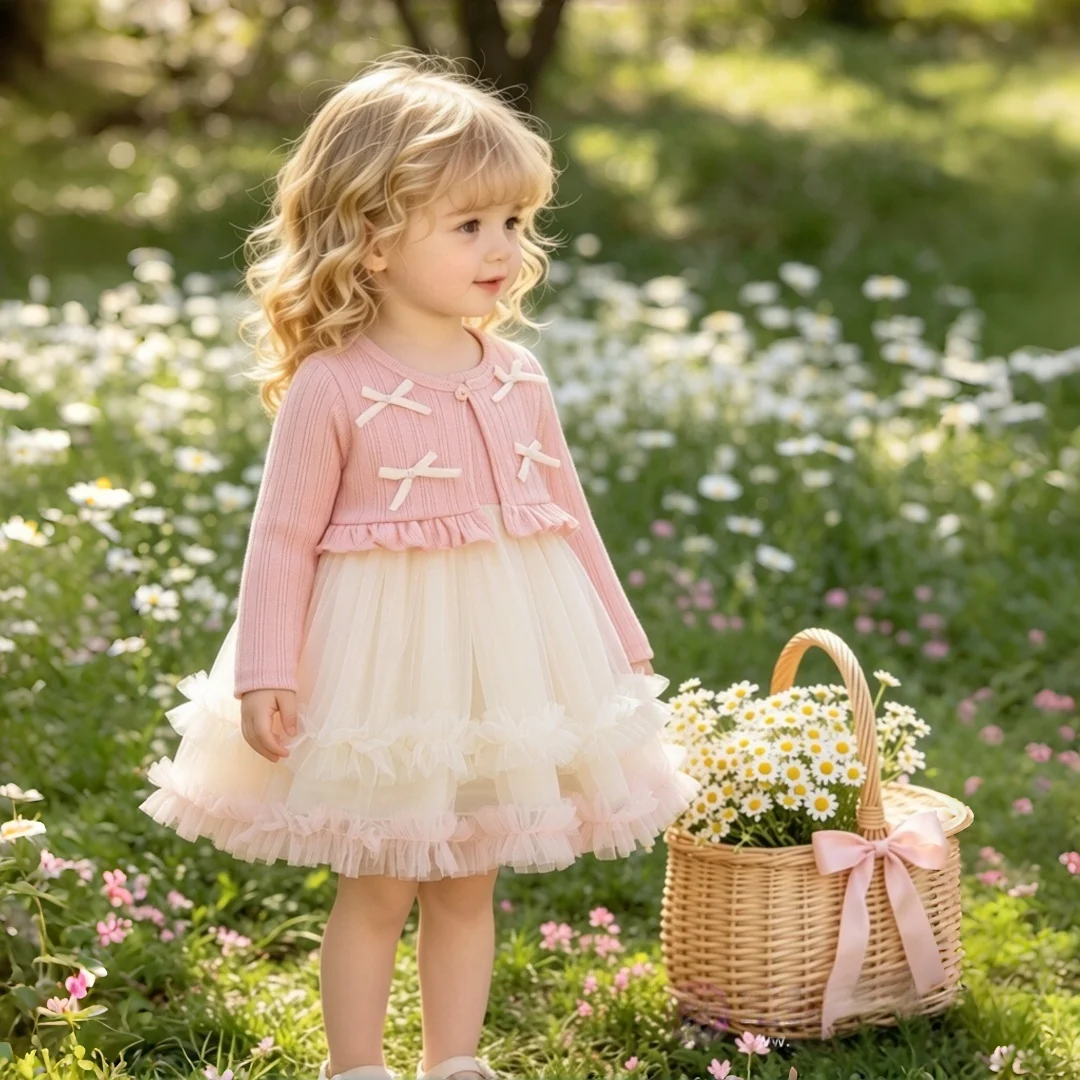 Sweet Baby Princess Dress Autumn/Winter New Baby Girl Dress Long Sleeves Ball Dress Birthday Outfit Wedding Flower Girl Dress