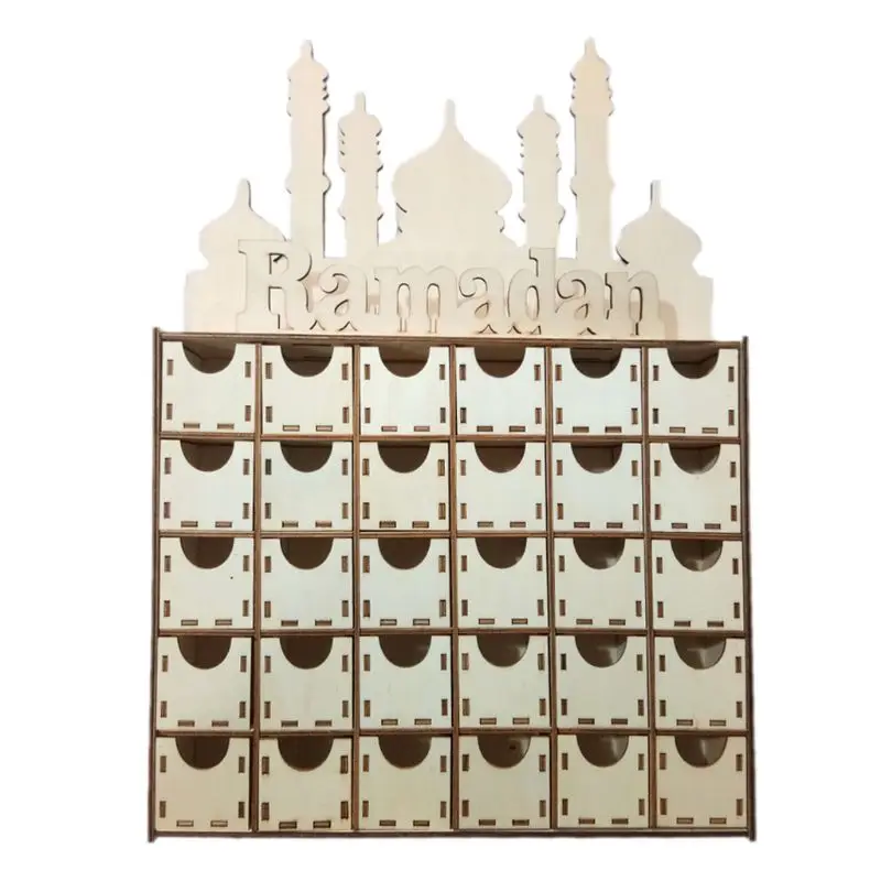 

Wooden MDF Drawer Eid Ramadan Mubarak Advent Calendar Muslim Islamic Decorations Drop ship