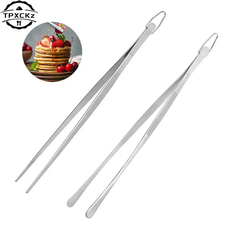 Pinzas de cocina de acero inoxidable, pinzas Extra largas para cocinar, pinzas finas para barbacoa, herramientas de Bartending, 12 pulgadas, 1 unidad