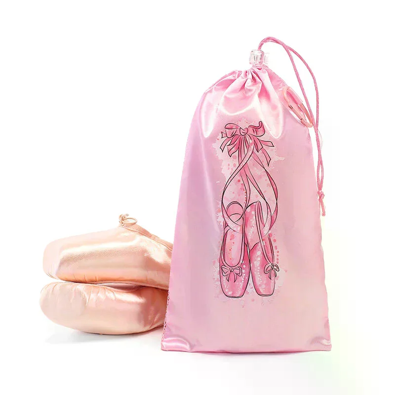 Portable Mesh Dance Bag Drawstring Shoe Pouch Breathable Storage Organizer for Girls Ballet Dance Shoes