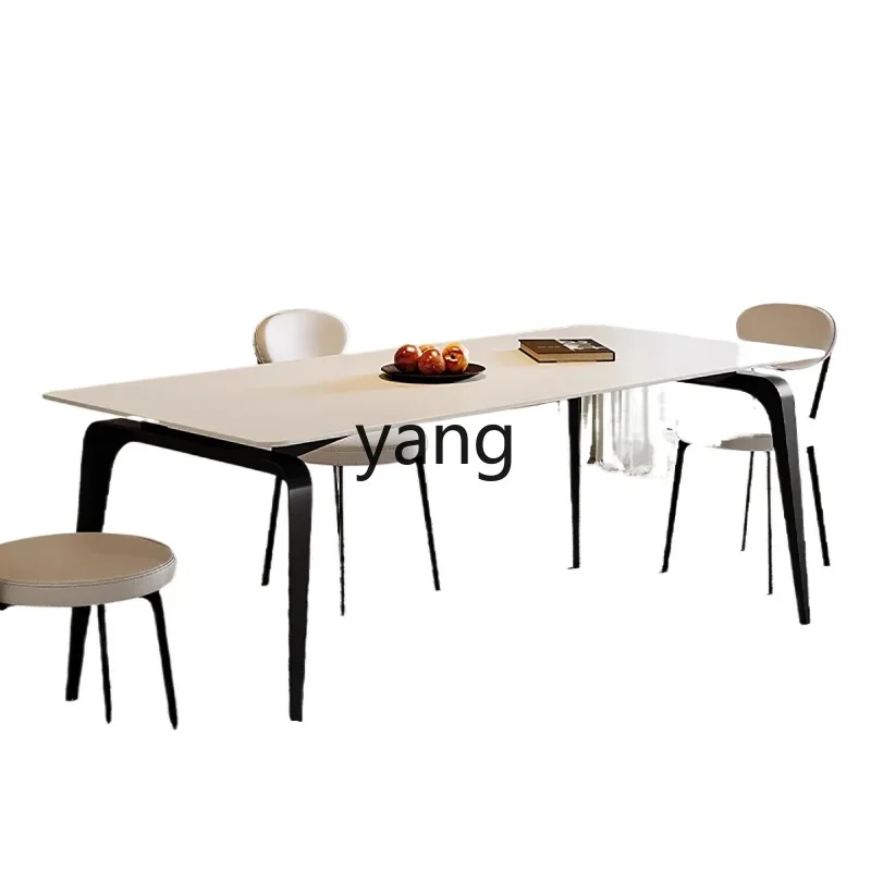 

cx light luxury rock slab dining table and chairs household small apartment modern simple rectangular dining table