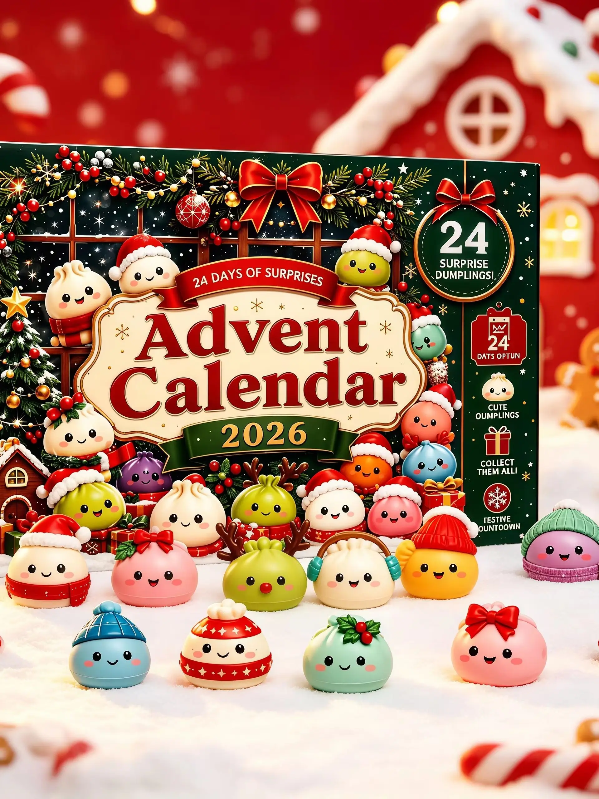 2026 Weihnachts-Adventskalender 24 Tage Countdown Dumpling Squishy Stressabbau Fidget Überraschungs-Geschenkbox Navidad Deko