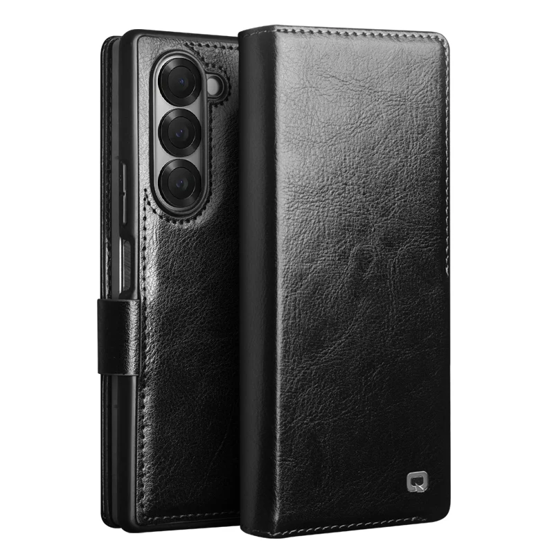

Qialino Premium Genuine Leather Cases For Samsung Galaxy Z Fold7 Fold6 Fold5 Fold 7 6 5 5G Card Slot Wallet Cover Case