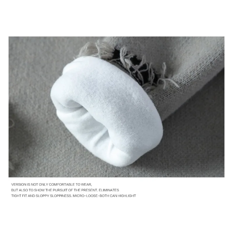 الرجال المتناقضة اللون نمط طويلة الأكمام الخيوط المتعثرة جولة الرقبة البلوز المألوف محبوك قاع قميص أعلى