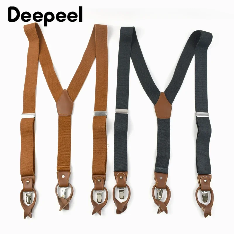 Deepeel 3.5*125cm męskie szelki dla dorosłych 6 klipsów dostosuj elastyczny pasek szelki z guzikami Casual koszula męska dżinsy Jockstrap pończoch