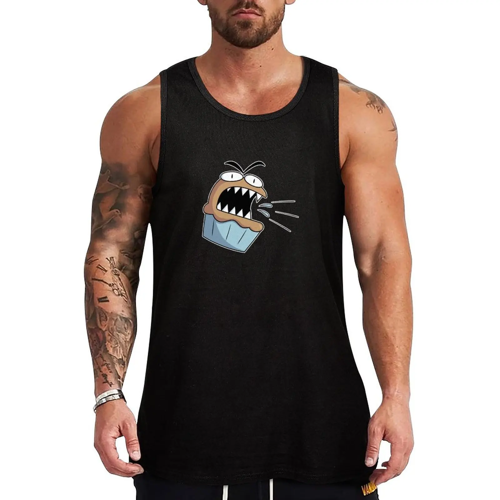 Angry Cute Muffin Tank Top sports t-shirts for men Bodybuilding clothing man Man gym clothes