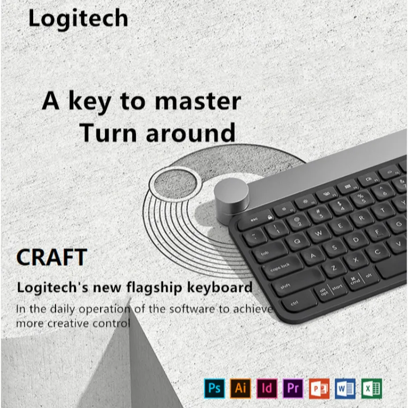 Logitech Craft Wireless Bluetooth Keyboard Intelligent Control Knob Dual Mode Connection Multiple Device wireless keyboar For PC