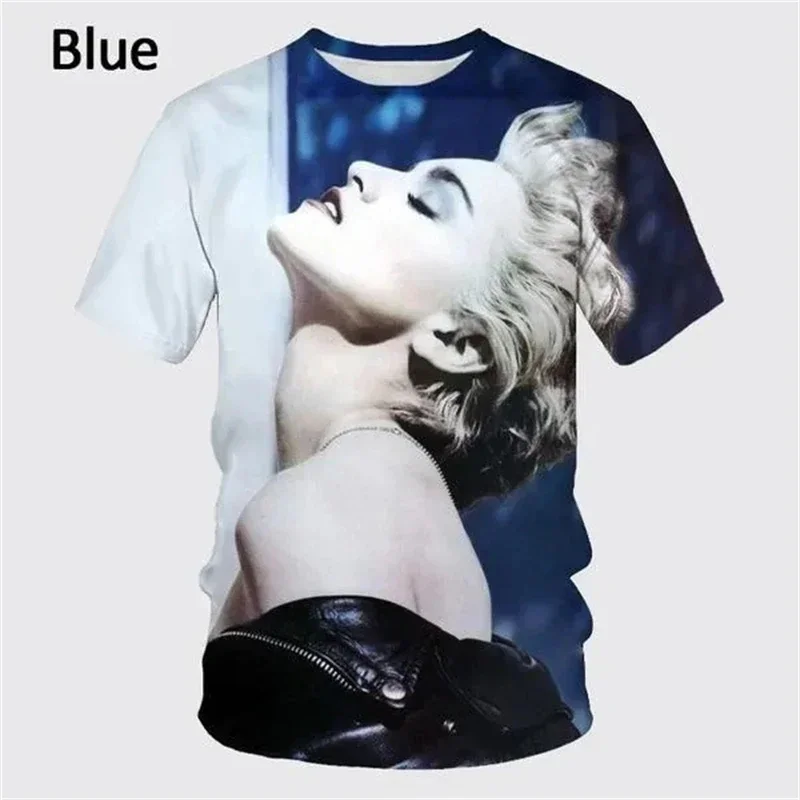 Youth Elegant Madonna Pattern Printed T-shirt 3D Neutral Round Neck Sexy Girl Top Men's and Women's Streetwear Short Sleeve Tees