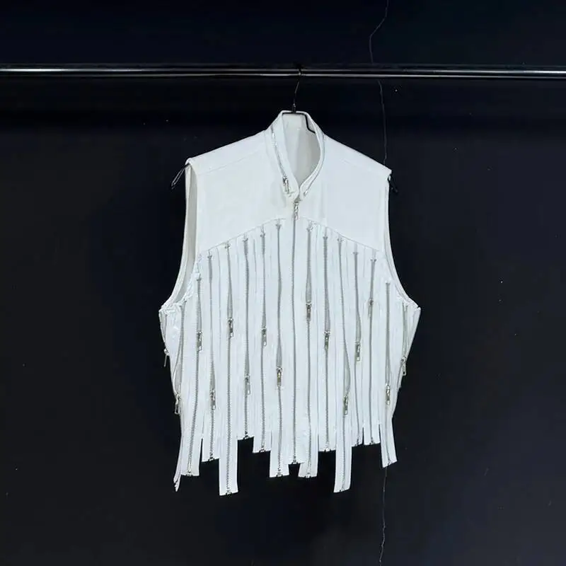 Trendy Stand Collar Zipper Vest Men High Street Versatile Sleeveless Jacket 2026 Spring New Fashon Male Waistcoat GY89