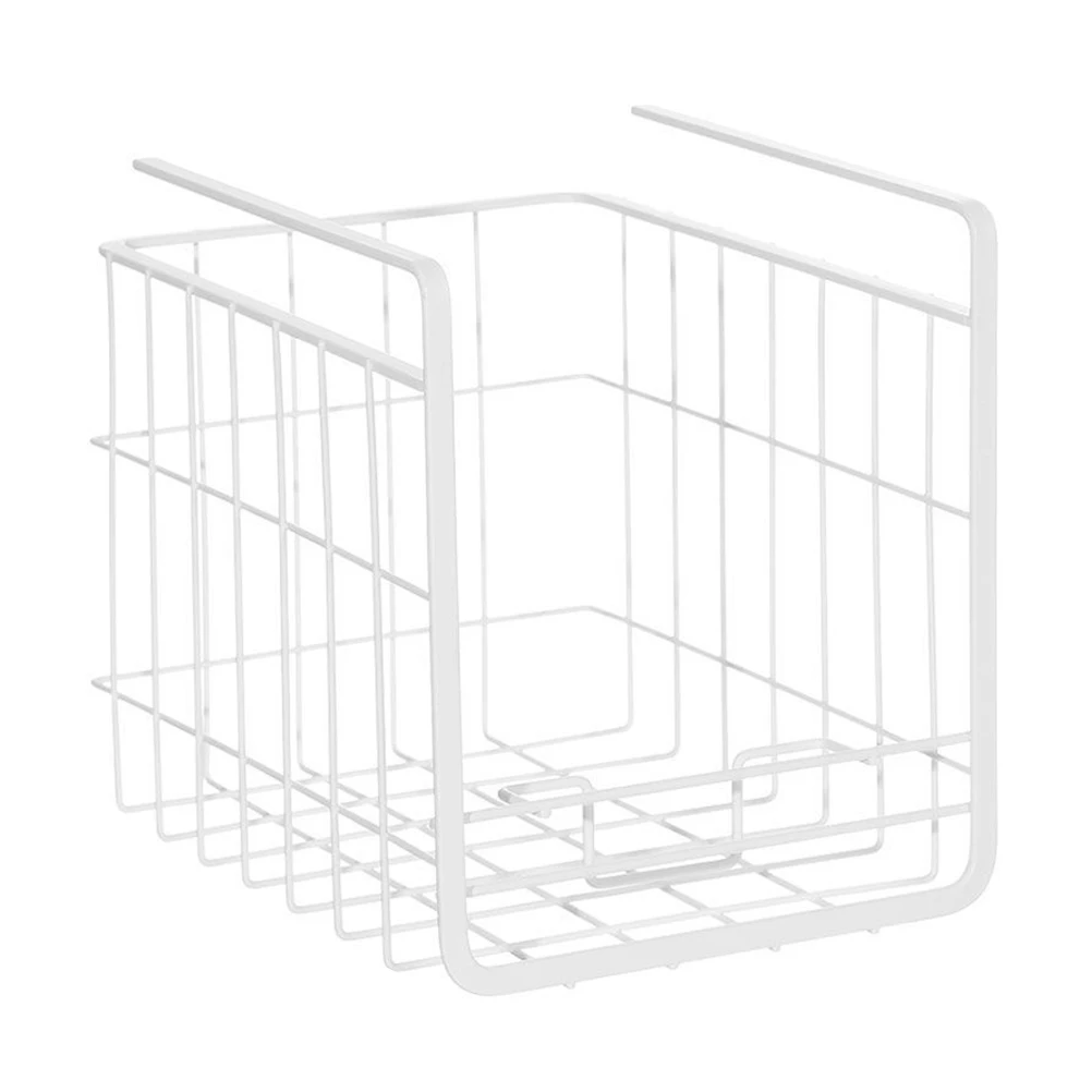 

1Pc Durable HighStrength Iron Kitchen Storage Basket White MultiFunctional Hanging Organizer For Home Hotel Dorm Office Supplies