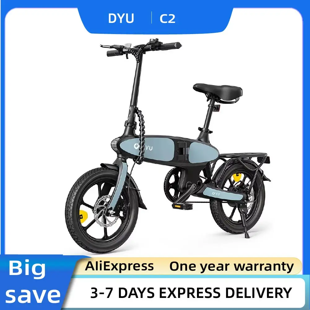 DYU C2 vélo électrique adulte 250W pliant ville banlieue e-bike 48V 7.5Ah batterie, vélo électrique femme 16 pouces
