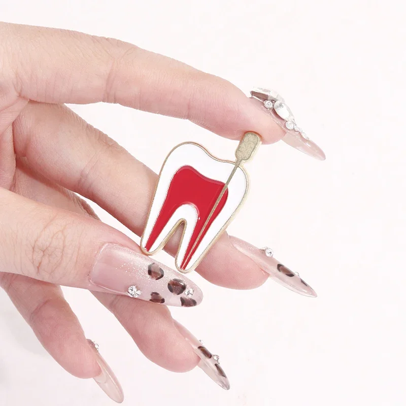 Cartoon Tooth Medical Enamel Pins Funny Tooth Red Oral Care Dental Brooches Backpack Lapel Badge Jewelry Gift for Doctors Nurses view 3