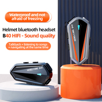 B40 Motorcycle Helmet Headset Stereo Voice Control Bluetooth Hands Free Call IPX7 Waterproof 1600mAh Helmet Bluetooth Headset