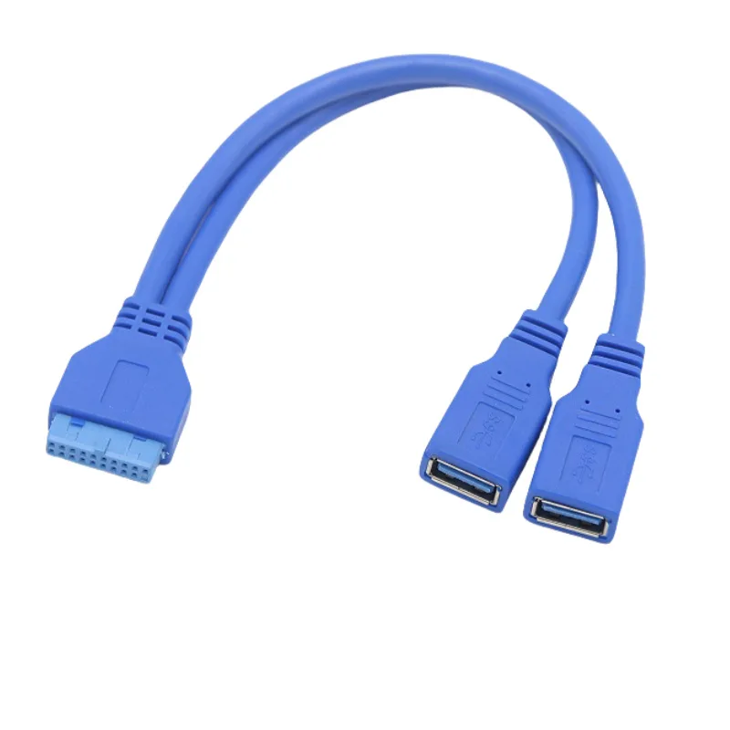 JoniSerl Dual 2 Port USB 3.0 Type A Male to 19/20 Pin Male Motherboard Header Extension Cable 5Gbps for Computer Motherboards
